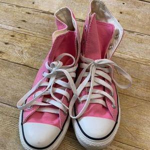 Pink high top converse